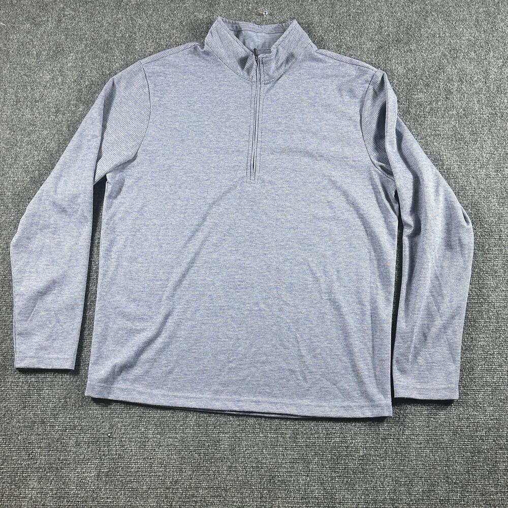 MAELREG Men's Medium Premium Jacquard Quarter Zip Golf Pullover Blue Houndstooth